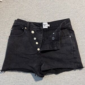 Black Crossover Jean Shorts